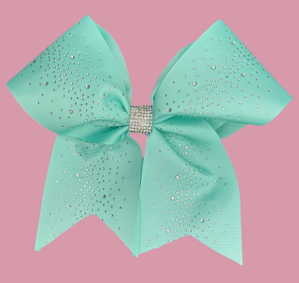Kelli - Sparkly Aqua Cheer Bow