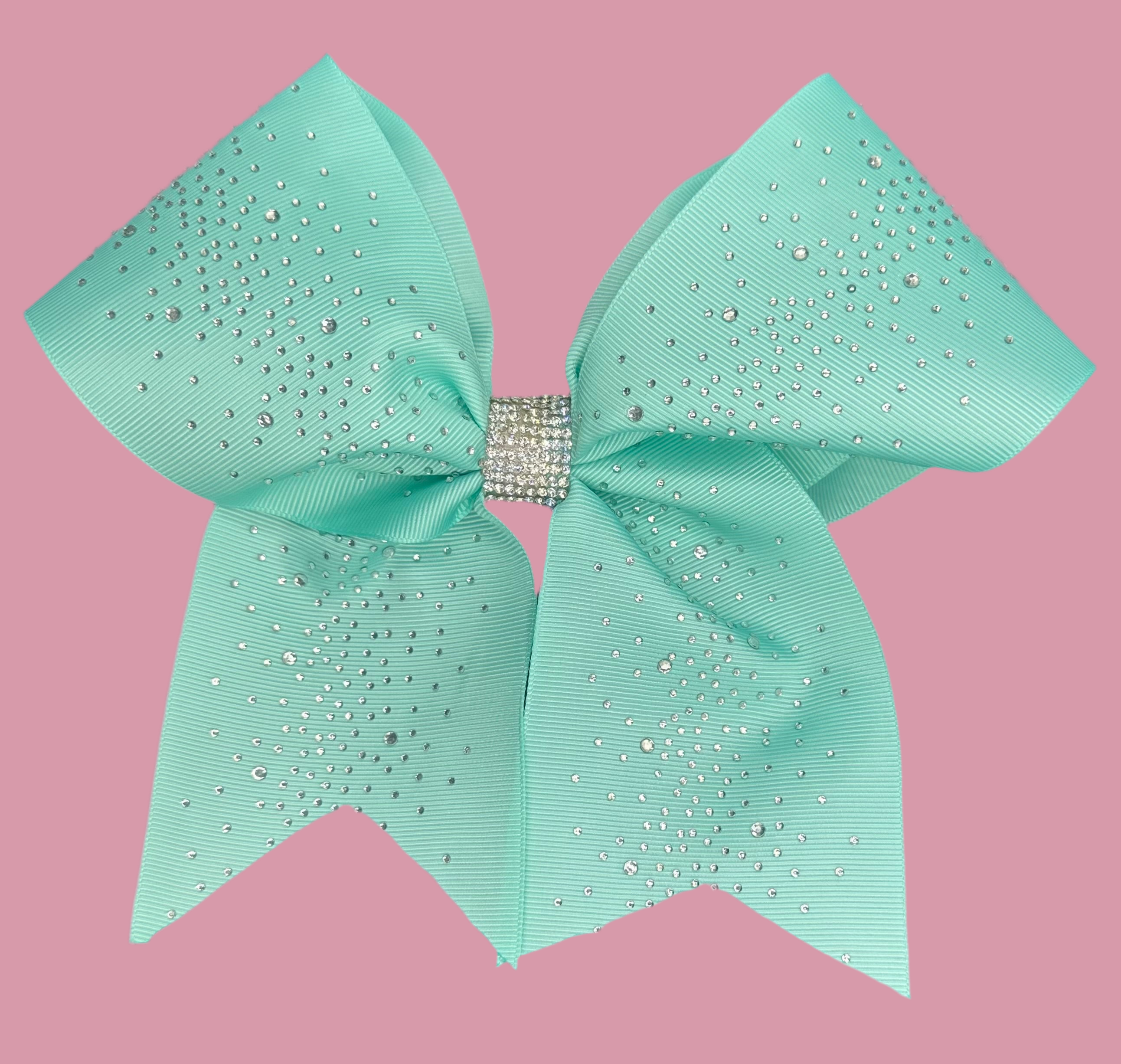 Kelli - Sparkly Aqua Cheer Bow