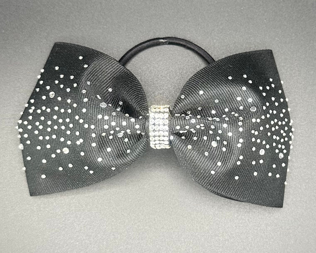 Kelli - Sparkly Black Tailless Cheer Bow