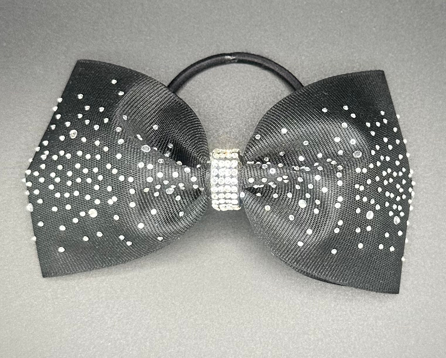 Kelli - Sparkly Black Tailless Cheer Bow