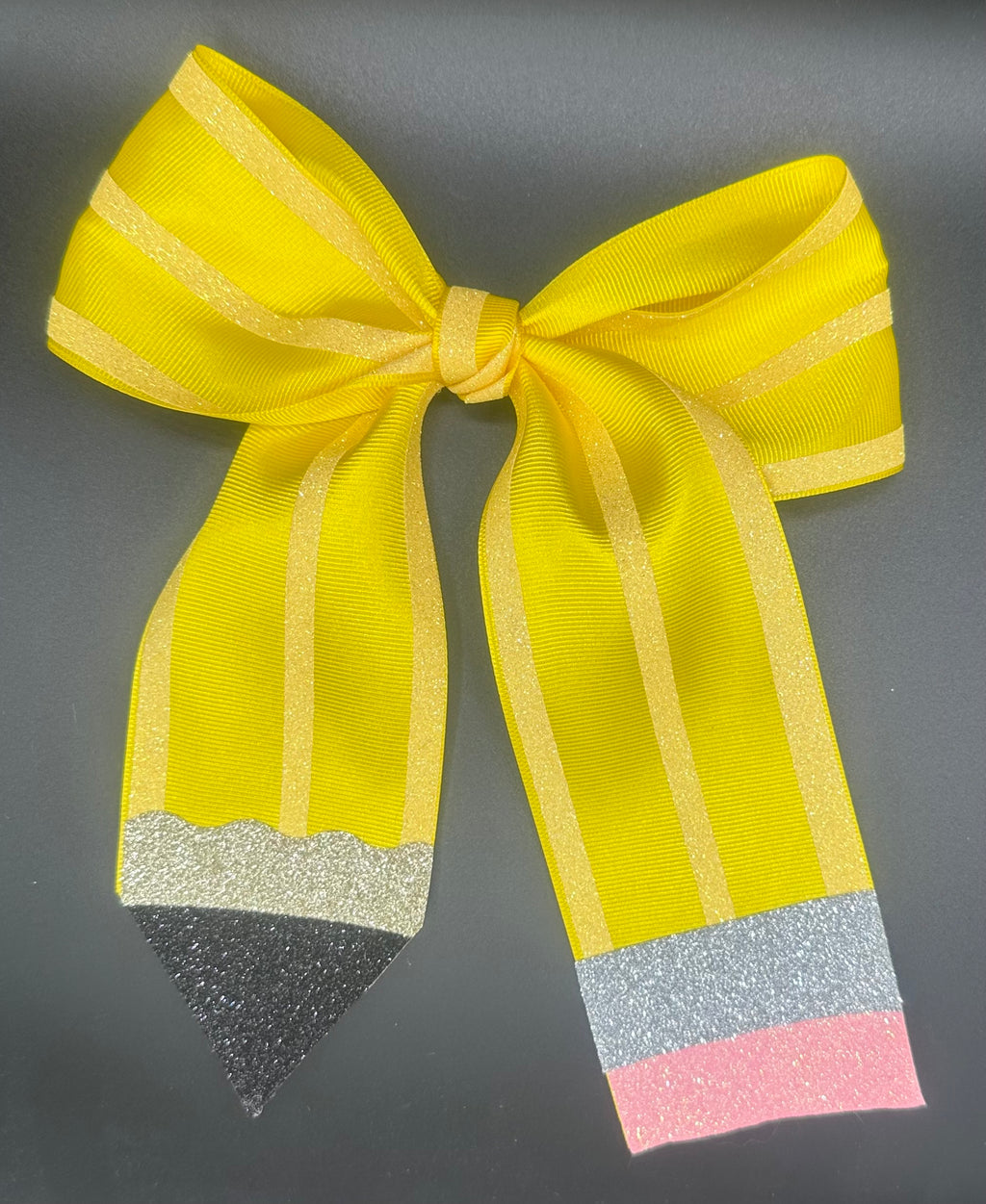 Back to school, glittery pencil bow, large ￼￼