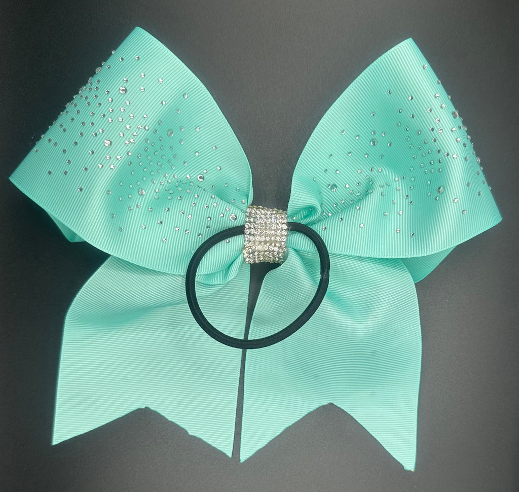 Kelli - Sparkly Aqua Cheer Bow