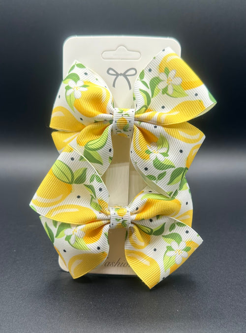 Emma - Lemon Squeeze Pinwheel Bows with Alligator Clip