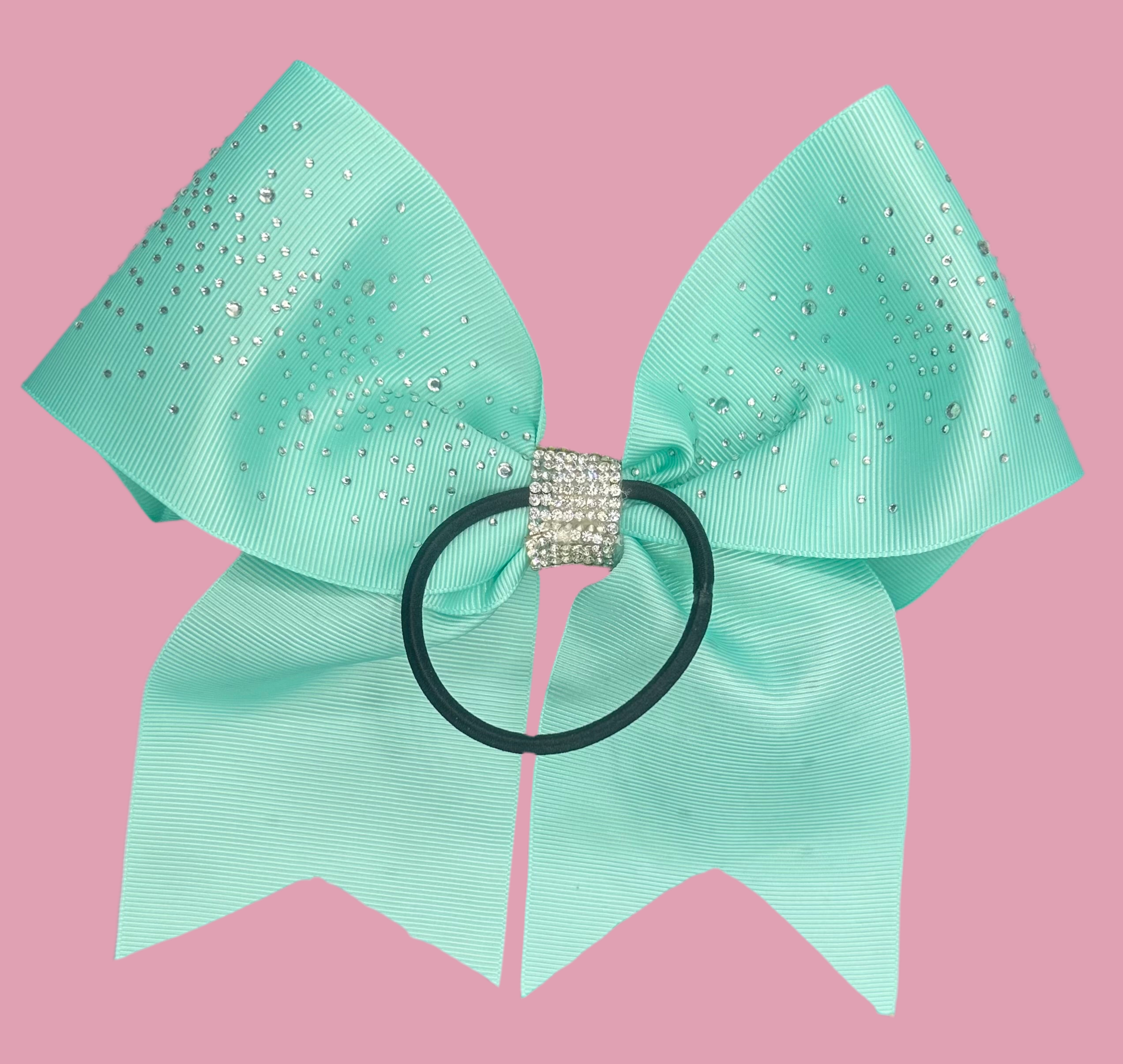 Kelli - Sparkly Aqua Cheer Bow
