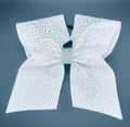 Kelli - Glittery White with Rhinestones Cheer Bow