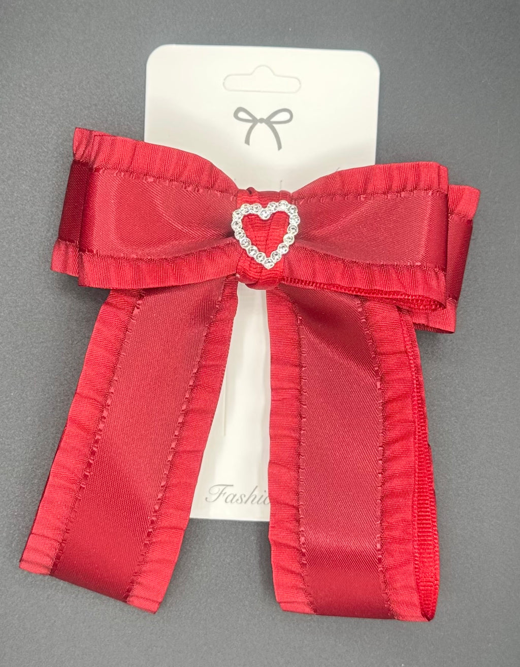 Katherine - Rudy Red Grosgrain with Ruffles and a Sparkling Center