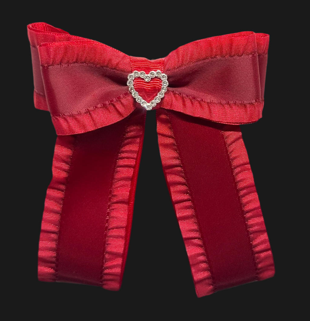 Katherine - Rudy Red Grosgrain with Ruffles and a Sparkling Center