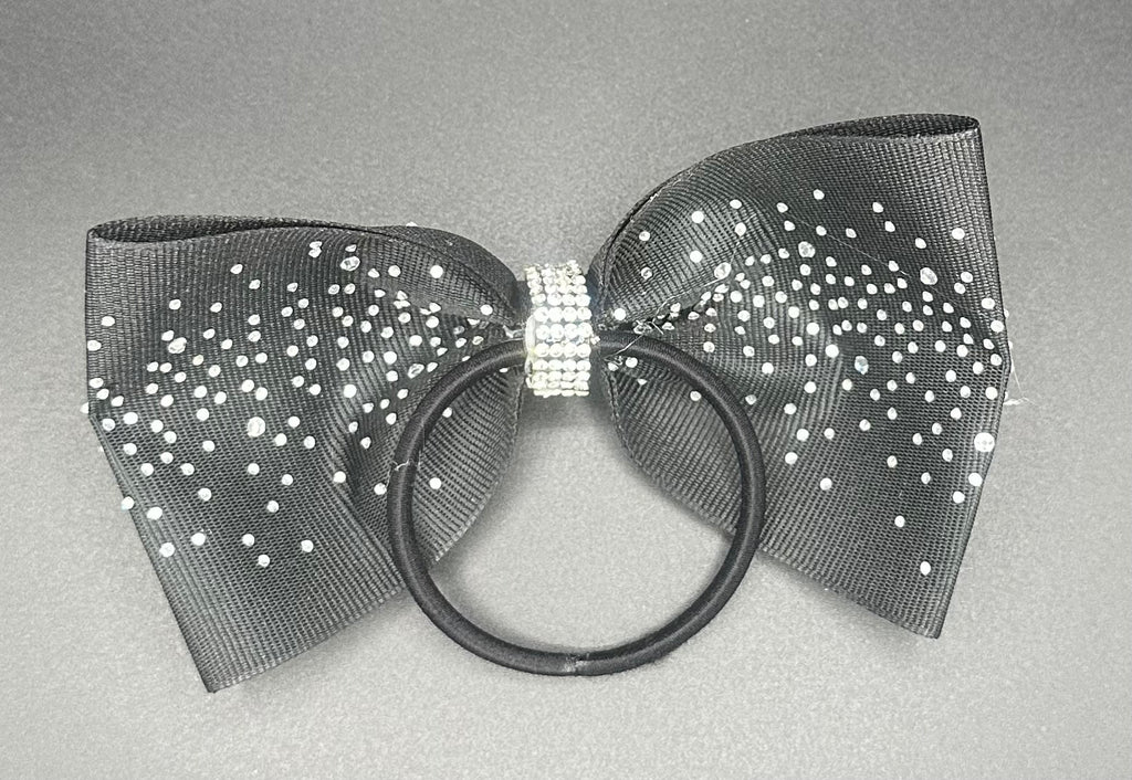 Kelli - Sparkly Black Tailless Cheer Bow