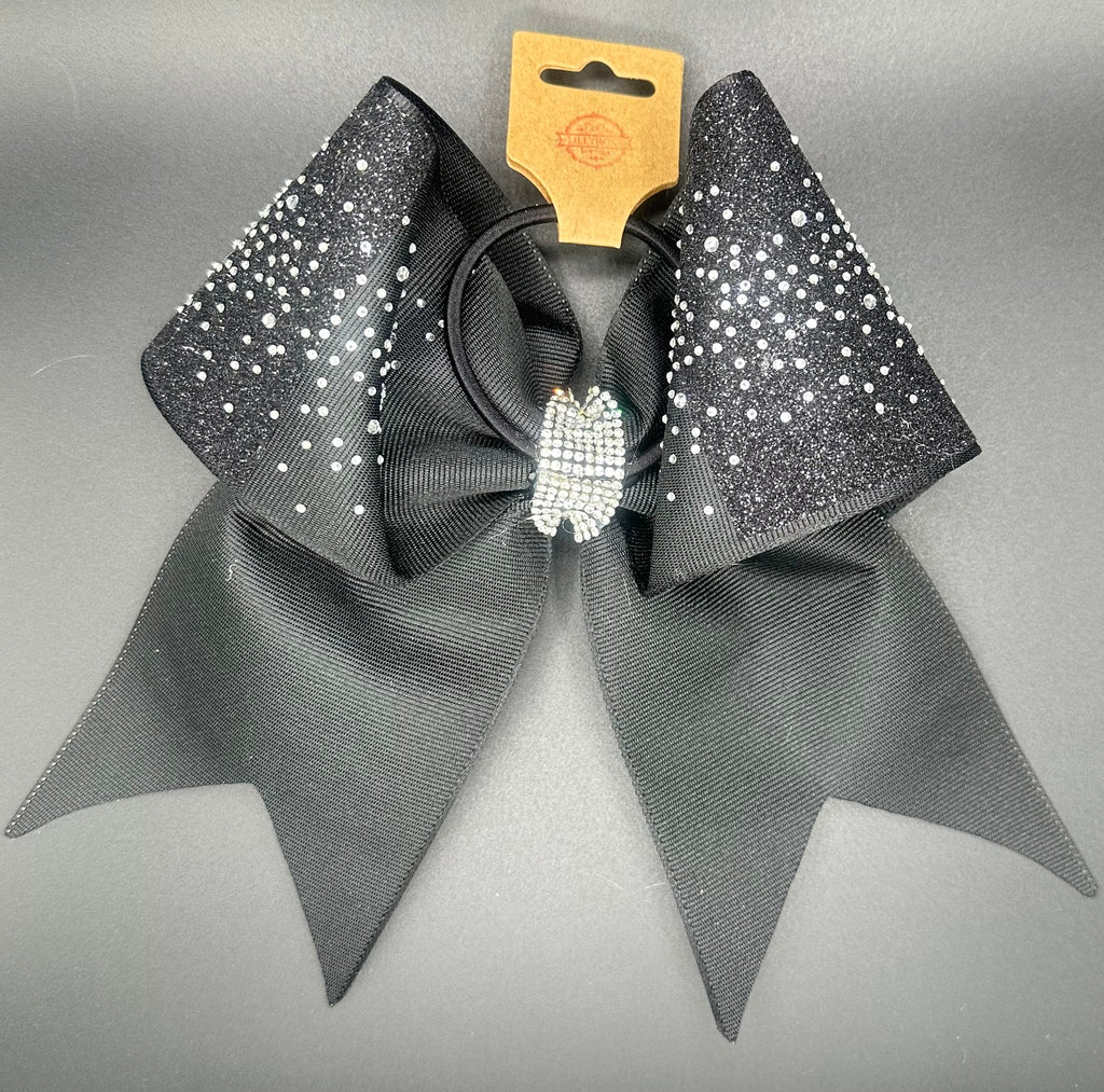 Kelli - ￼Glittery Black with Rhinestones and Dove Tail
