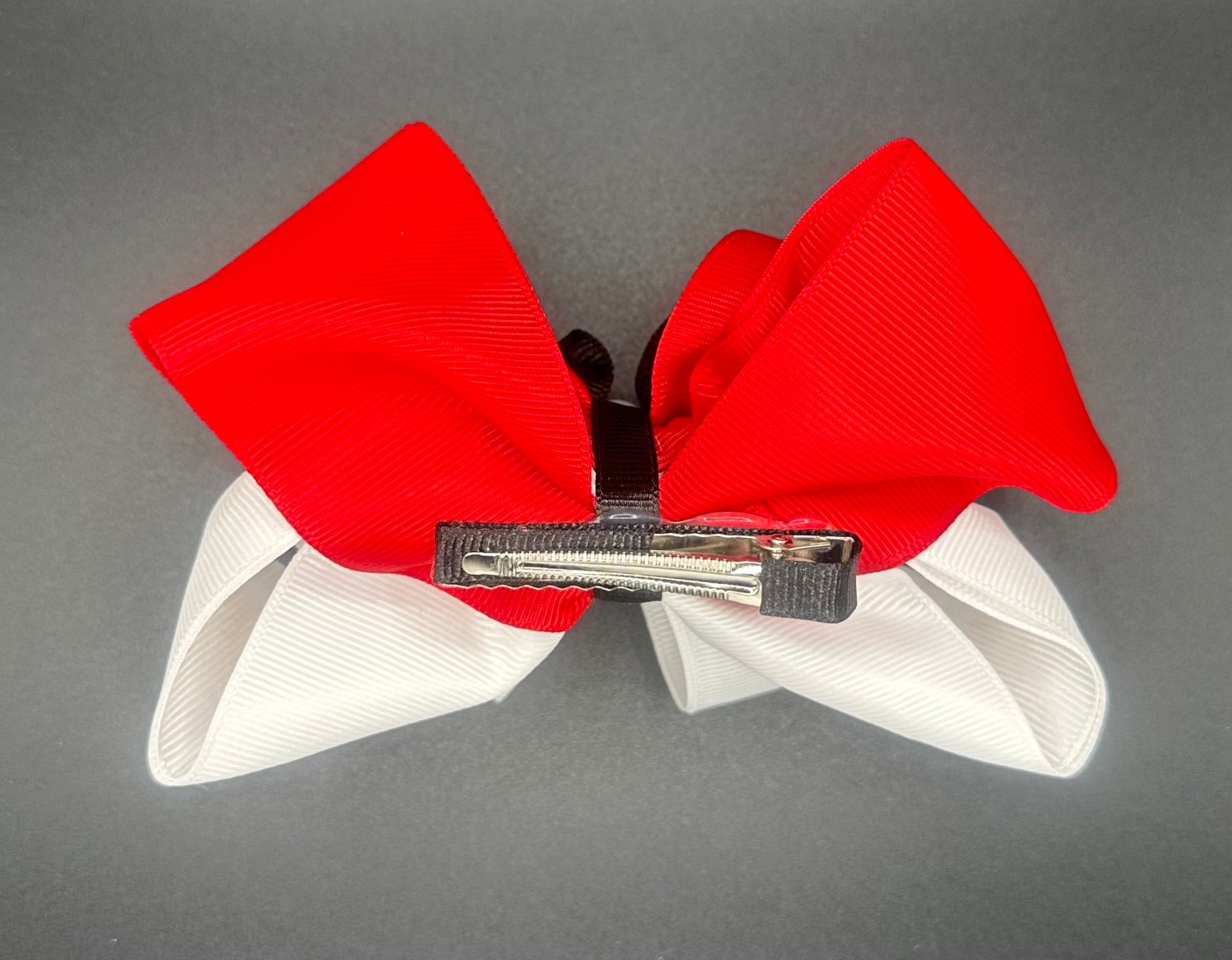 Pika bow - Red, White, and Black with Alligator Clip - Size: Large