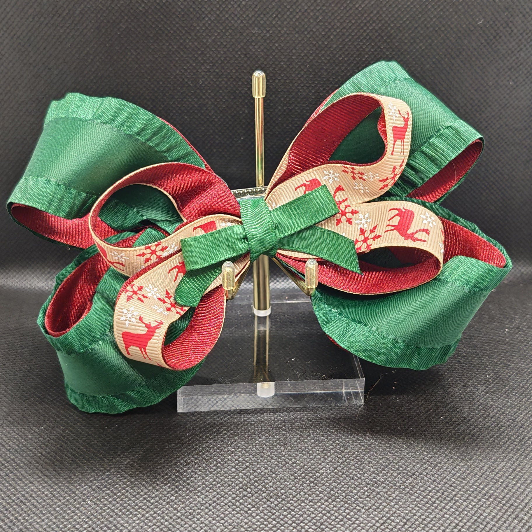 Reindeer green hair clip